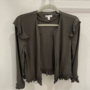 💗14th and Union ruffled cropped green jacket